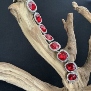 Luminous Jewel-Red Crystal Halo Bracelet
