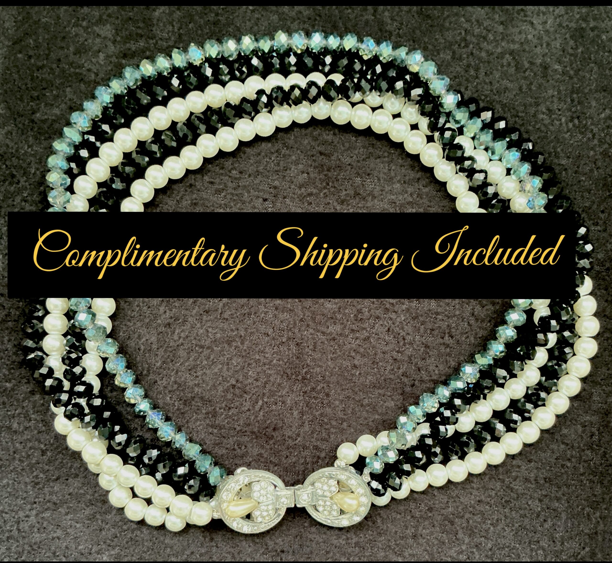 Artisan Multi Strand Pearl & Smoky AB Crystal Necklace | Upcycled Vintage Jewelry - Image 7