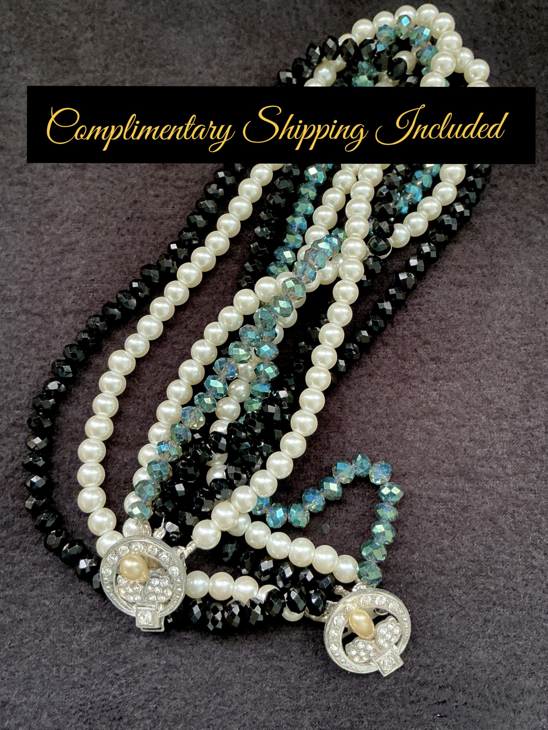 Artisan Multi Strand Pearl & Smoky AB Crystal Necklace | Upcycled Vintage Jewelry - Image 5