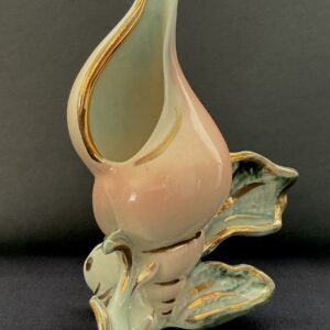 Hull ebbtide vase facing front with a black background