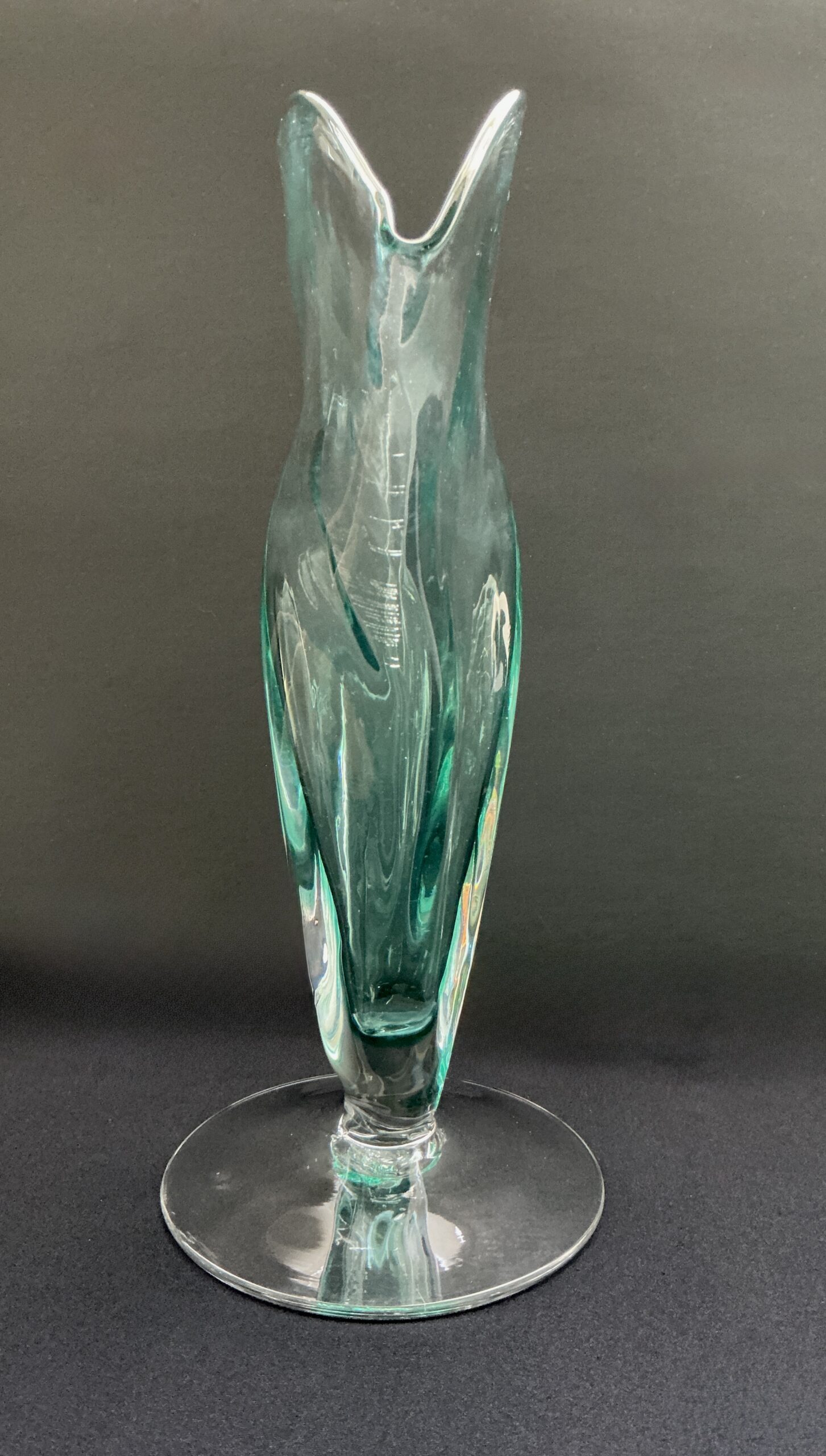 Vintage Blenko #872 Seafoam Fan Vase Hand Blown Art Glass - Image 2