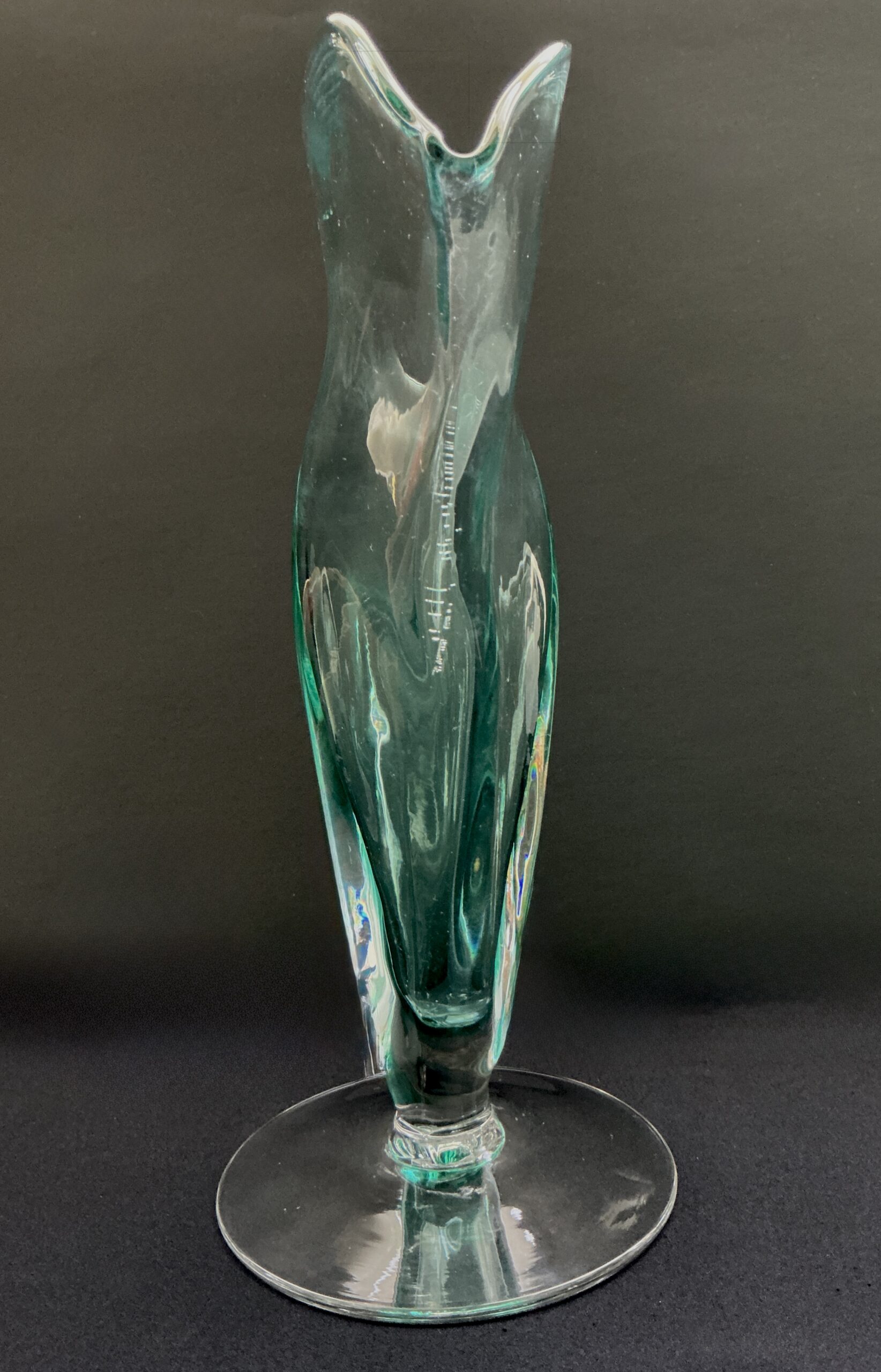 Vintage Blenko #872 Seafoam Fan Vase Hand Blown Art Glass - Image 4