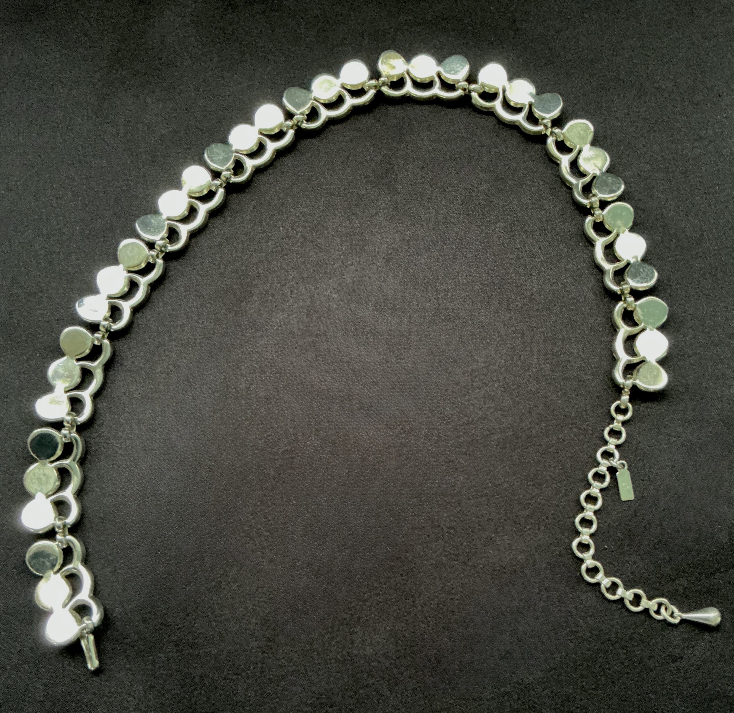 Signed Monet Silver Tone Choker Necklace 16 Inch Vintage Modernist Collar Adjustable - Image 3