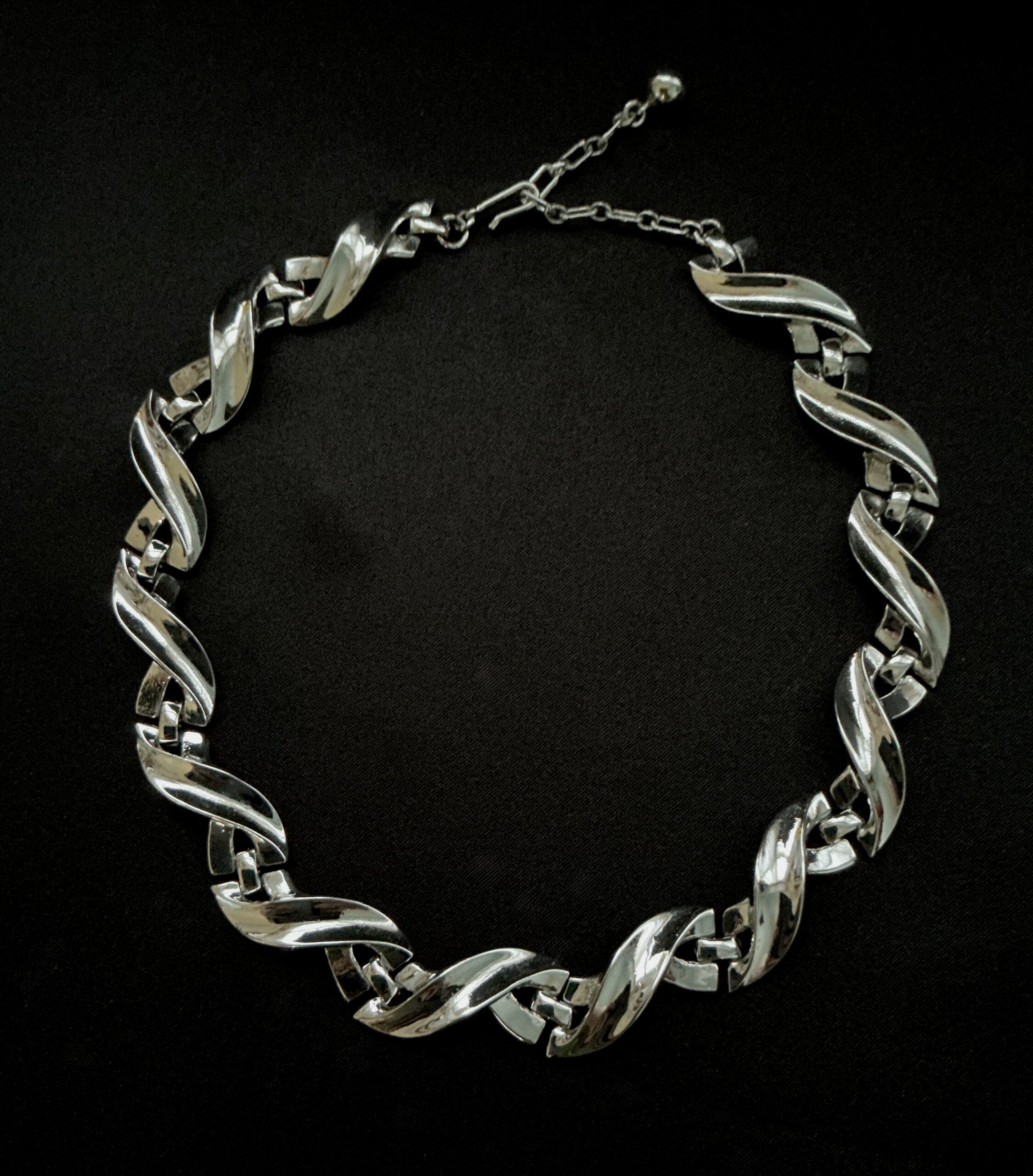 Vintage Trifari Pat Pend Necklace and Bracelet Set Silver Tone Alfred Philippe Eraset - Image 2