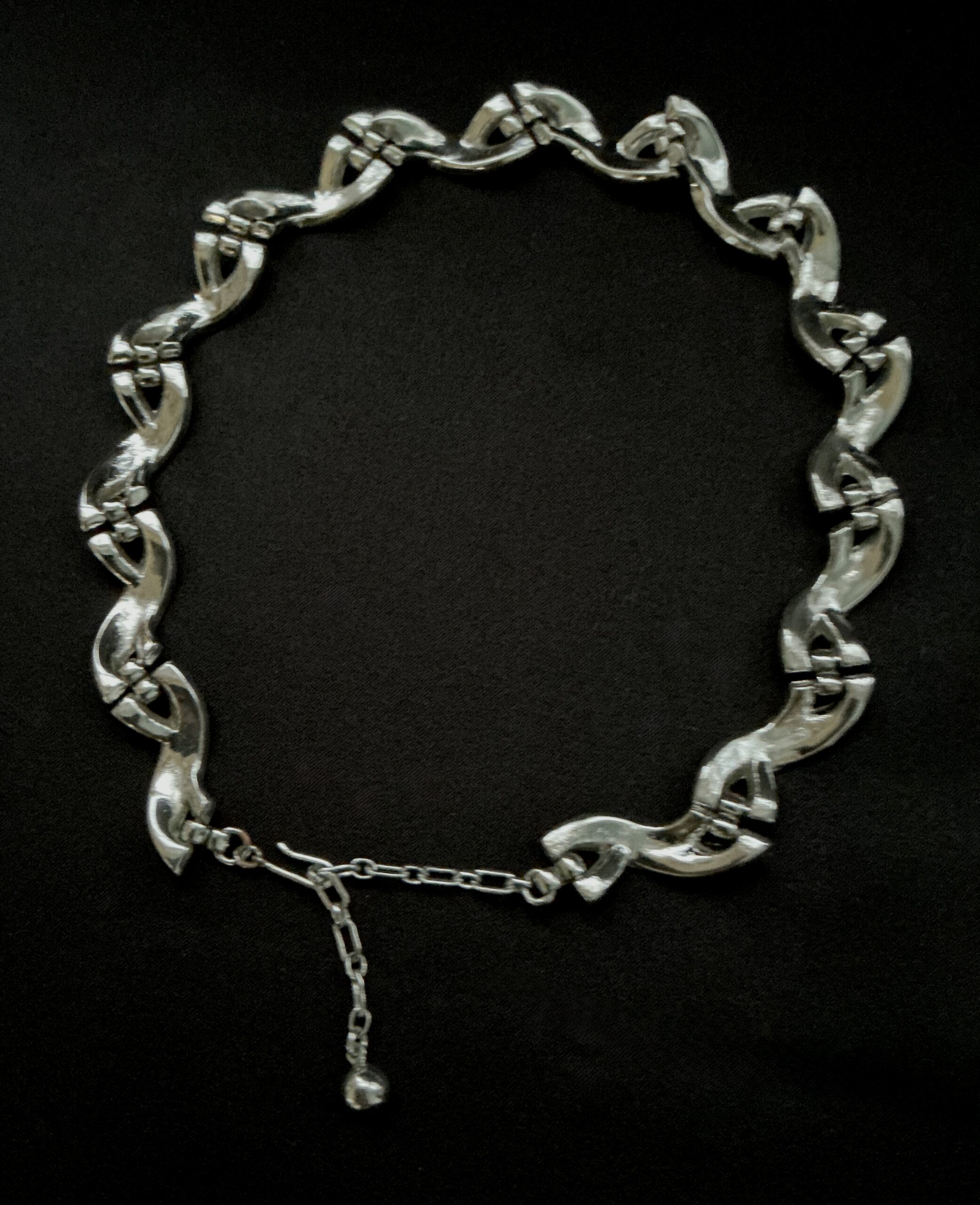 Vintage Trifari Pat Pend Necklace and Bracelet Set Silver Tone Alfred Philippe Eraset - Image 3