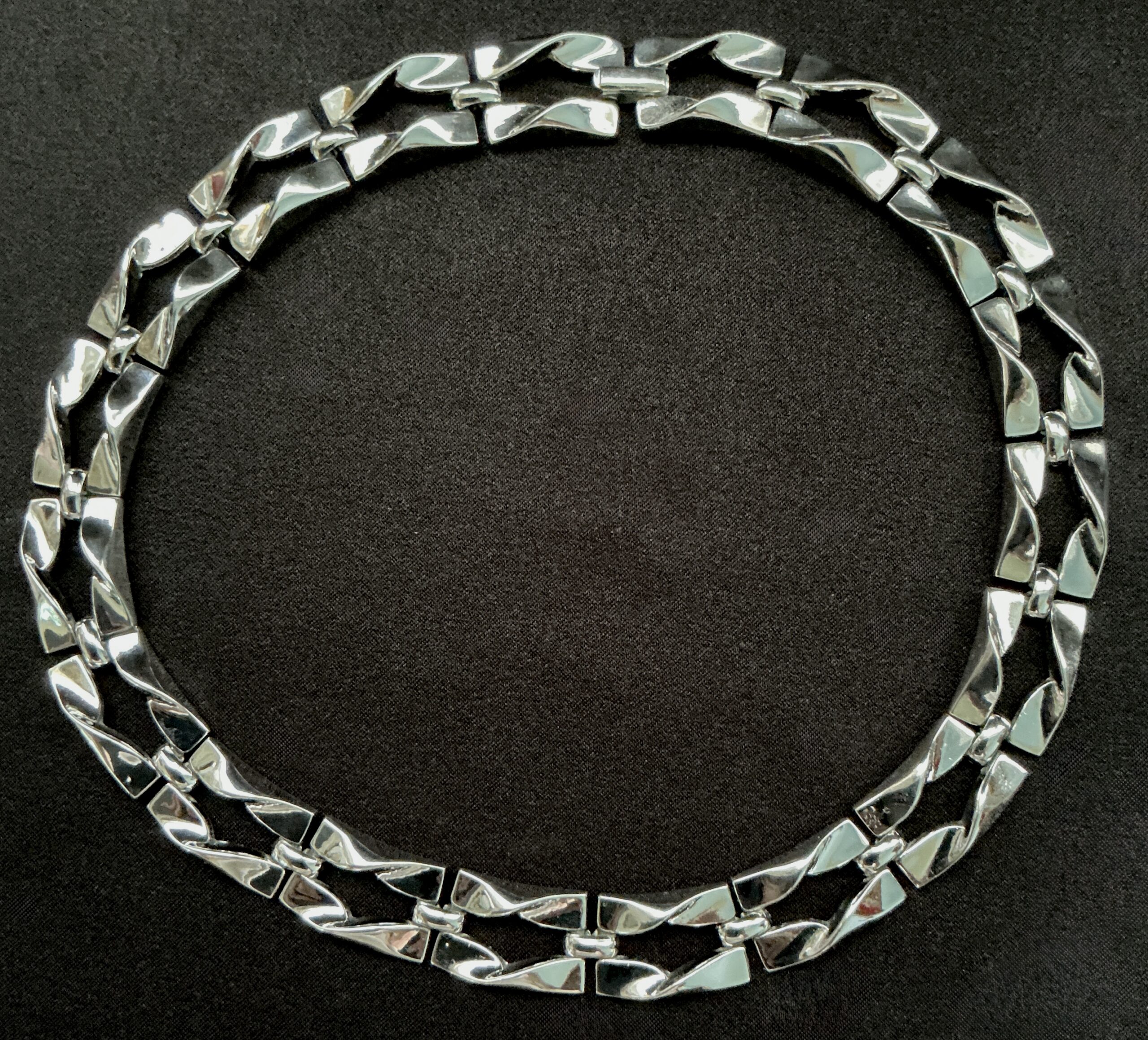 Signed Trifari PAT PEND Silver Tone Choker Necklace Vintage Designer Jewelry - Image 2