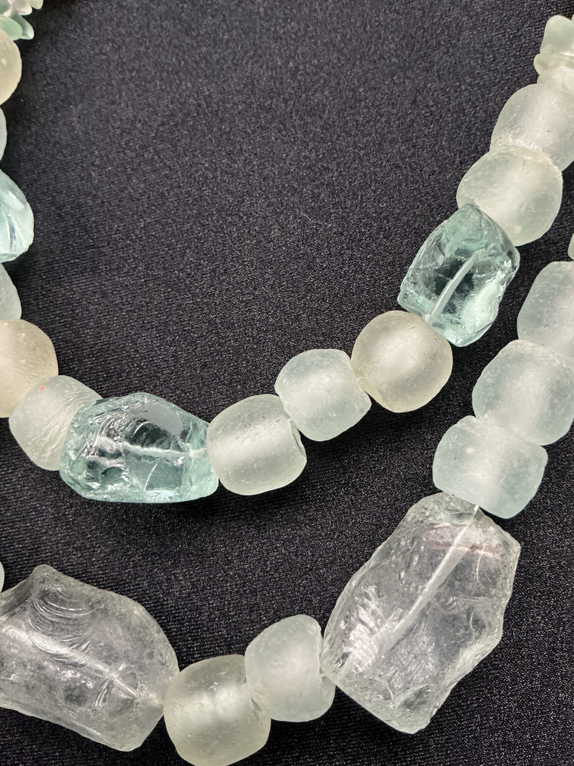 BushkaBlue Original Double Strand Trade Bead Necklace with Raw Glass and Fluorite - Image 3