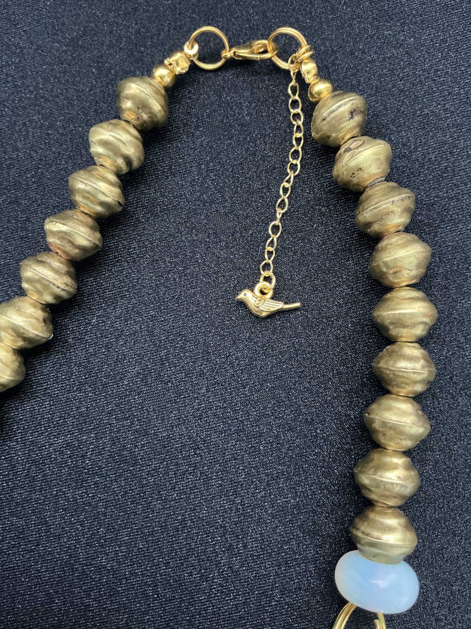 BushkaBlue Original Double Strand Trade Bead Necklace with Raw Glass and Fluorite - Image 4
