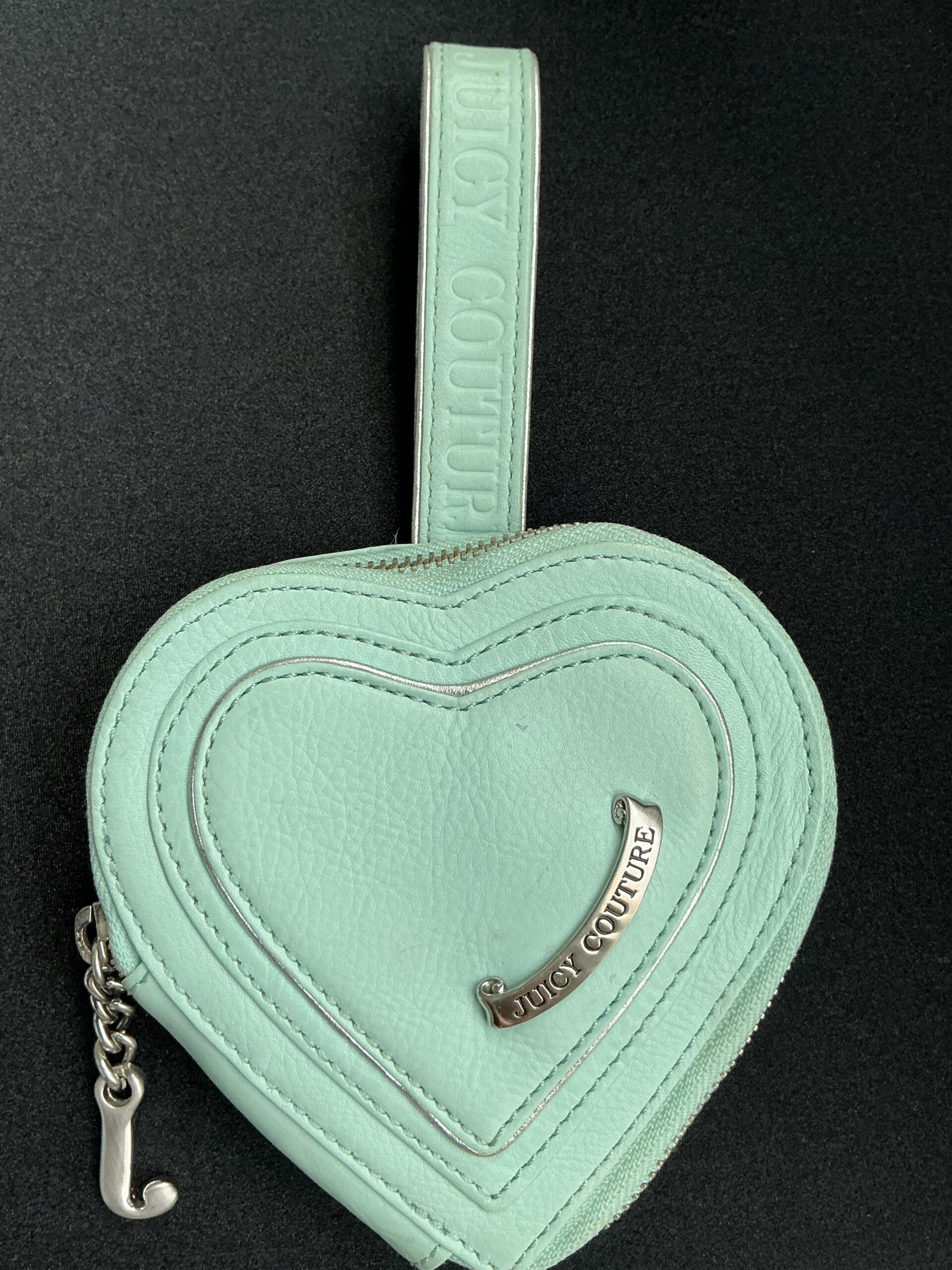 Juicy Couture Y2K Aqua Heart Leather Wristlet Purse - Image 2