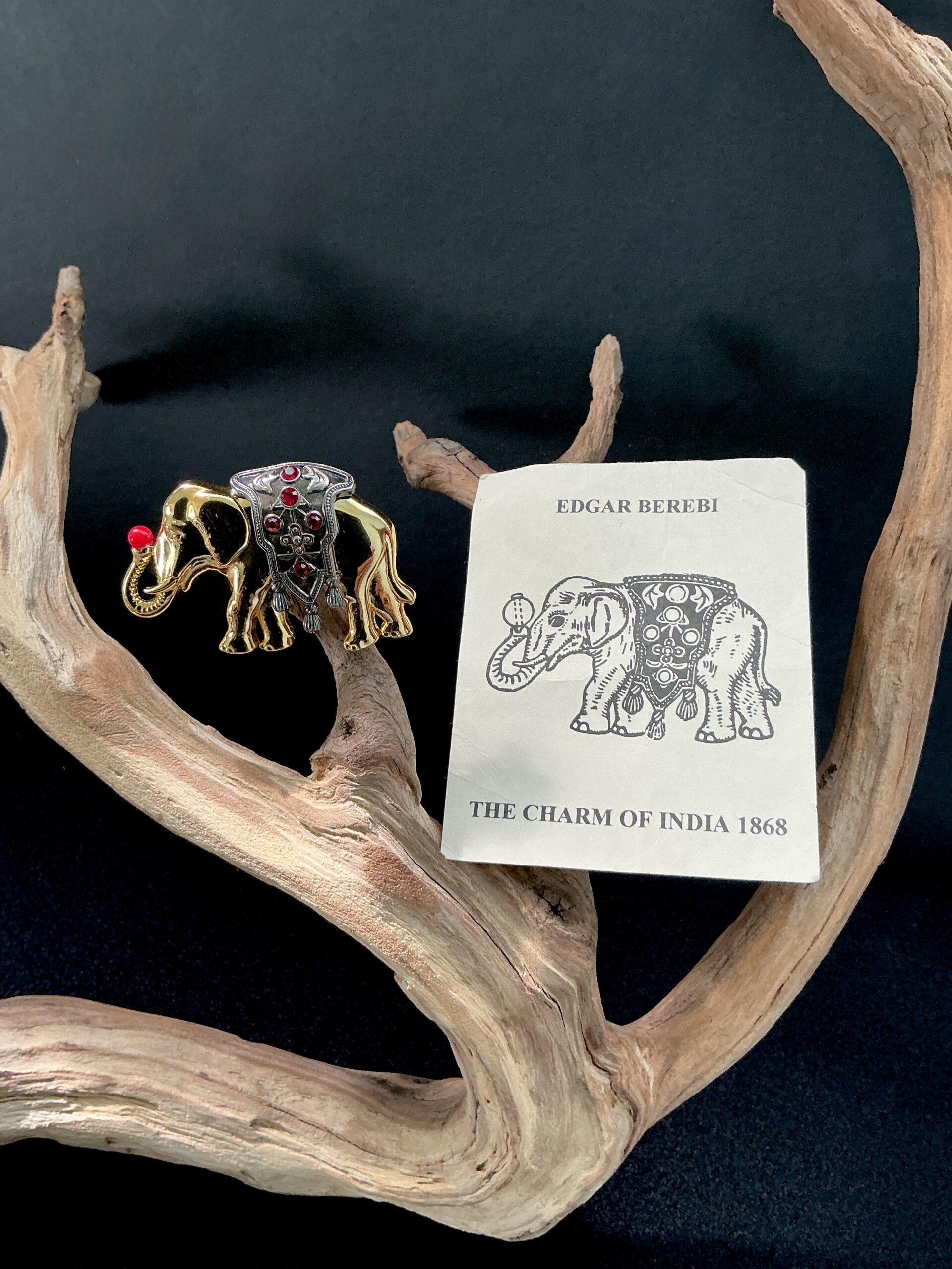 Edgar Berebi Charm of India 1868 elephant brooch with COA card.